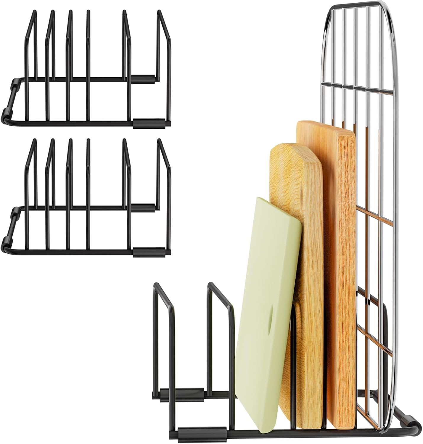 Chopping Board Holder Cutting Organizer Holder Rack Baking Cookie Pan Sheets Cooling Small Racks Storage Stand for Kitchen Cabinet Countertop Bakeware Organizer (2, Black) image number 2