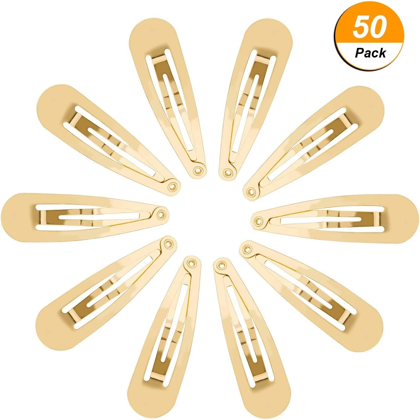 Hotop 50 Pack Snap Hair Clips Hair Barrettes for Kids, Girls and Women, 50 Mm (Gold) image number 2