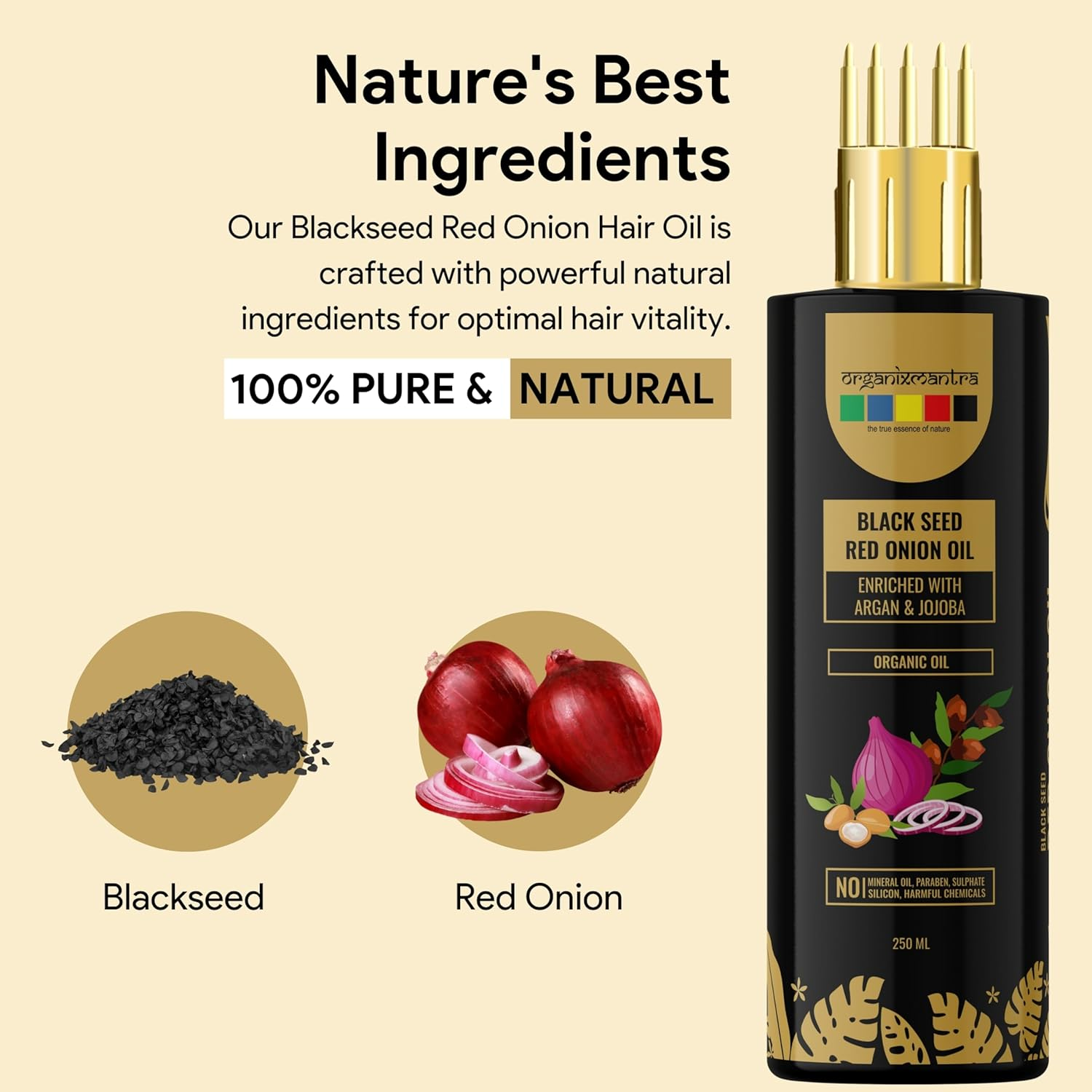 Organix Mantra Red Onion Oil with Argan, Jojoba, Hibiscus, Curry Leaves, Tea Tree, Organic Multi Purpose Hair Oil (250ML) image number 5