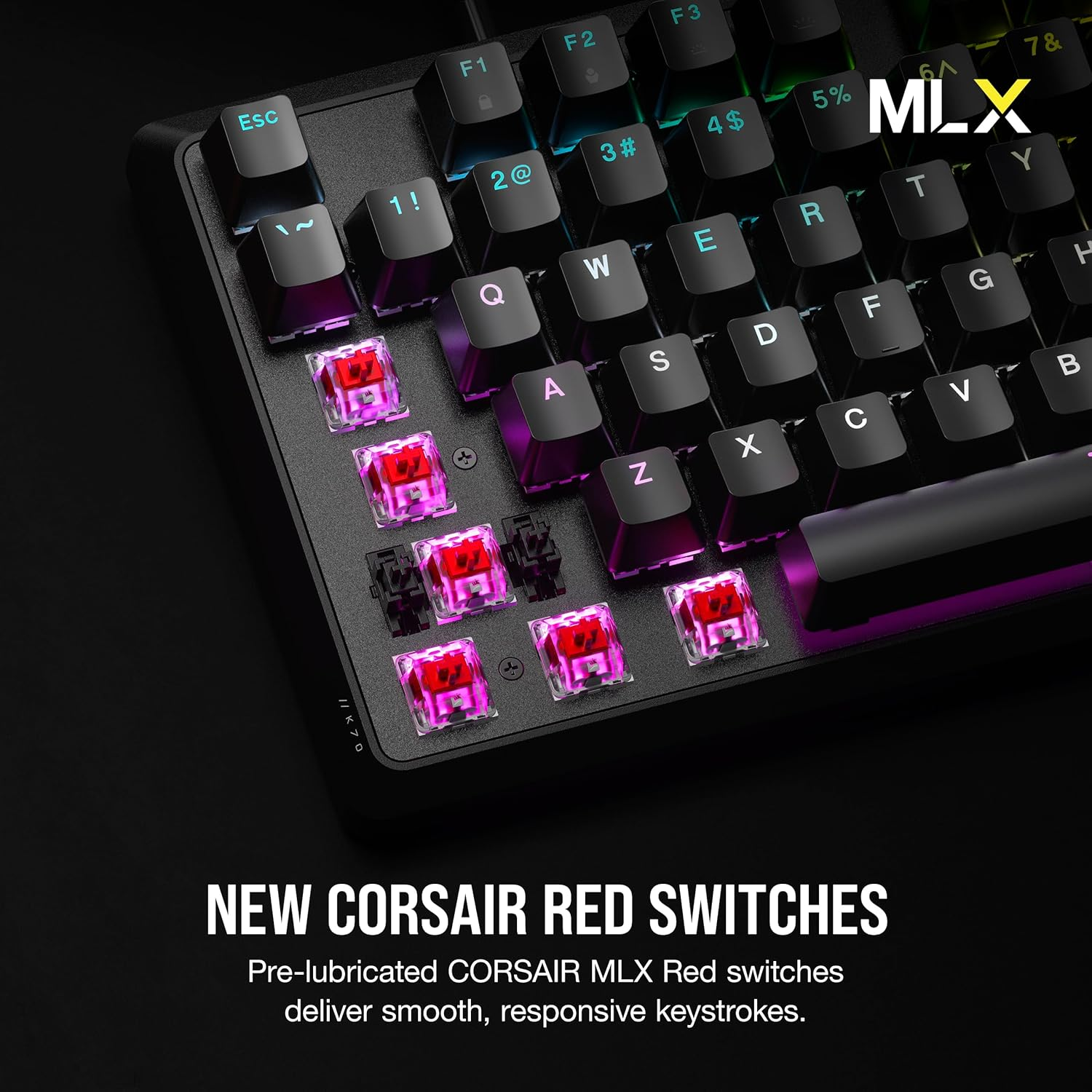 CORSAIR K70 CORE RGB Mechanical Gaming Keyboard - CORSAIR Red Linear Keyswitches - Sound Dampening - Media Control Dial - Icue Compatible - QWERTY NA Layout - Black image number 1