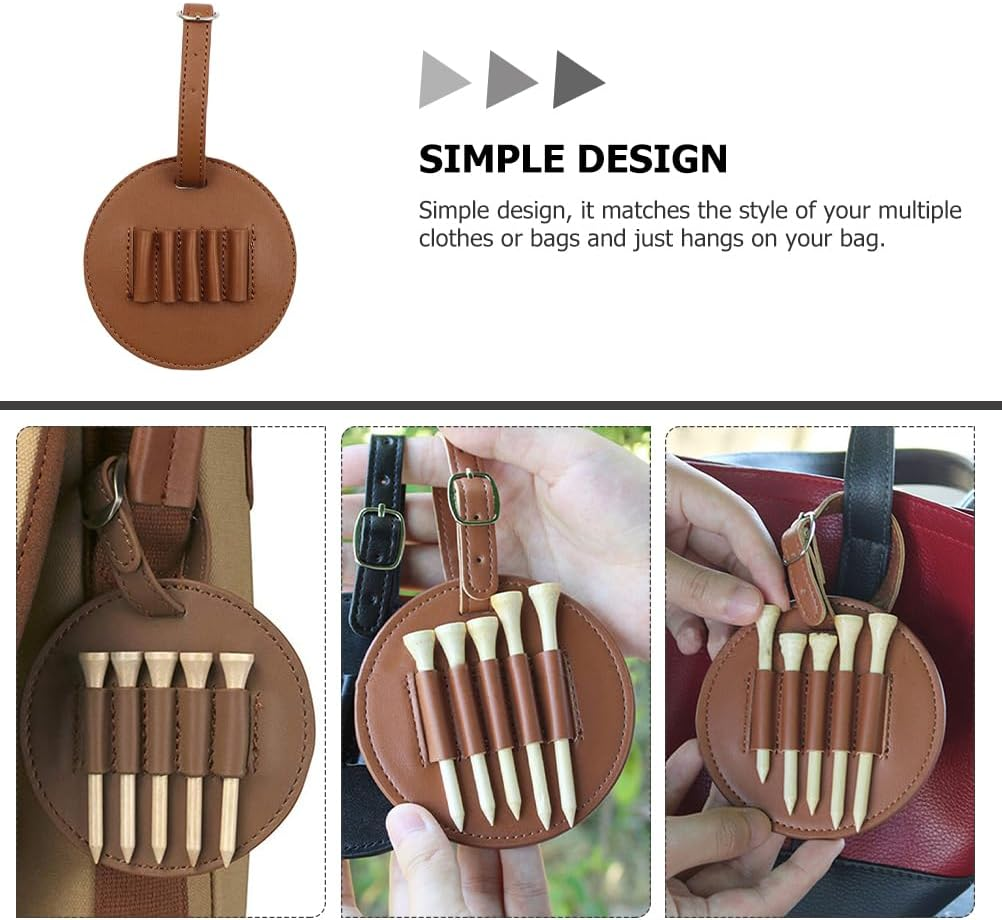 Golf Teg Sets Tees Organizer for Men Golf Tee Pouch Golfs Tees Organizer Golfing Tee Holder Golfing Supplies Golfs Supplies Golf Tee Holder for Bag Belt Portable Man Leather Strap image number 3