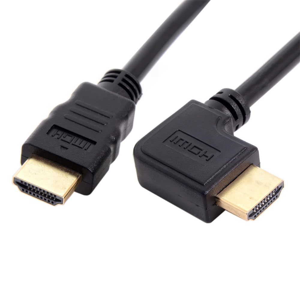 JSER 90 Degree Left Angled Type HDMI 1.4 Male to HDMI Male Cable Support 3D & Ethernet 50Cm (Left Angle)