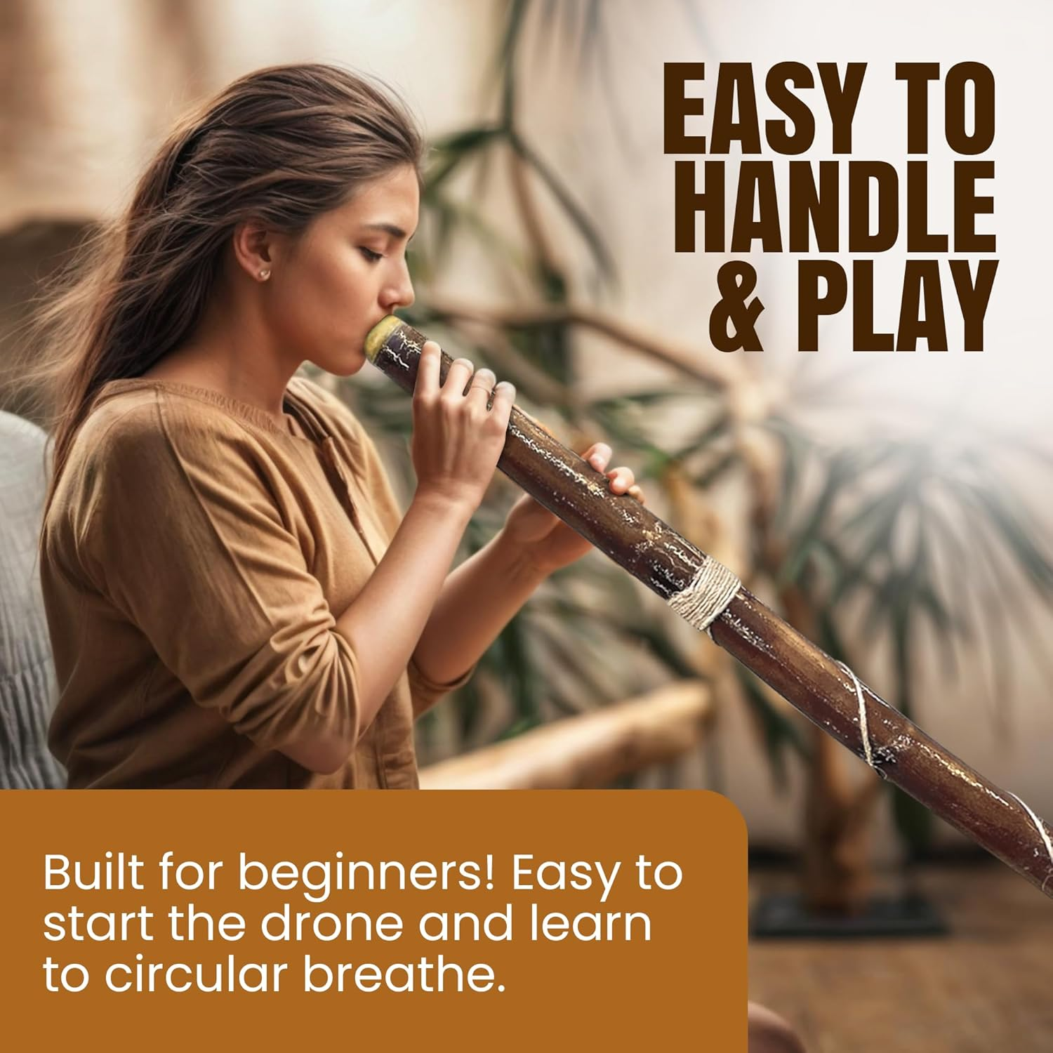 Hand-Fired Modern Didgeridoo - Beeswax Mouthpiece - Easy Player! image number 4