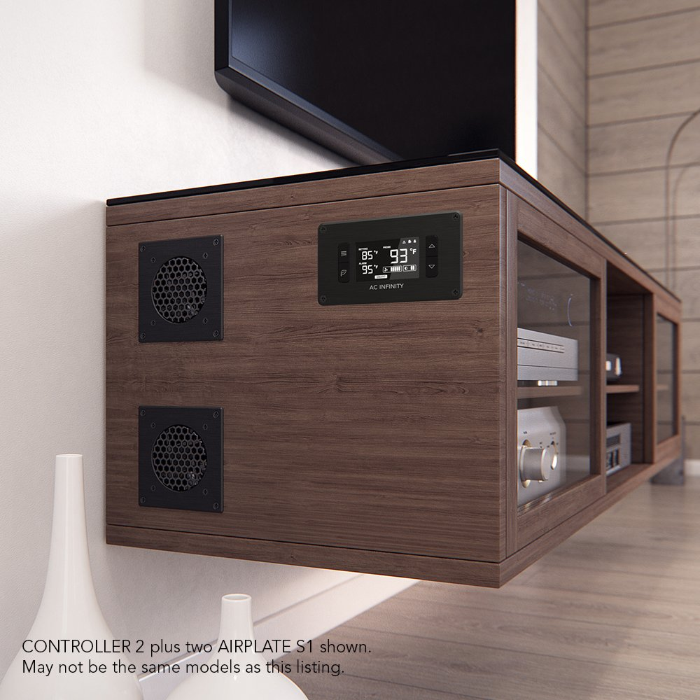 AC Infinity AIRPLATE S5 Quiet Cooling Fan System 8 with Speed Control for Home Theater AV Cabinets image number 1