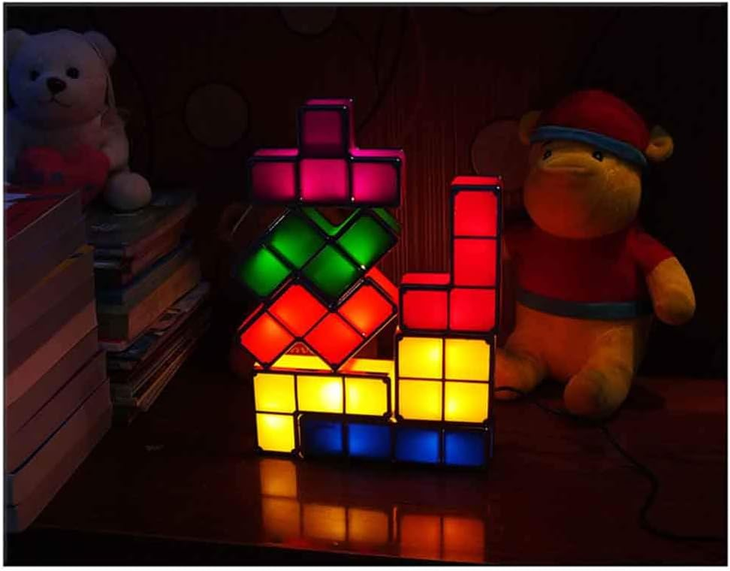 Tetris Light DIY Stackable Puzzle Warm Yellow Kid Baby LED Night Light Desk Table Lamps Multi-Shape Constructable Magic Block Table Decorative Home Lighting for Bedroom Living Room image number 5