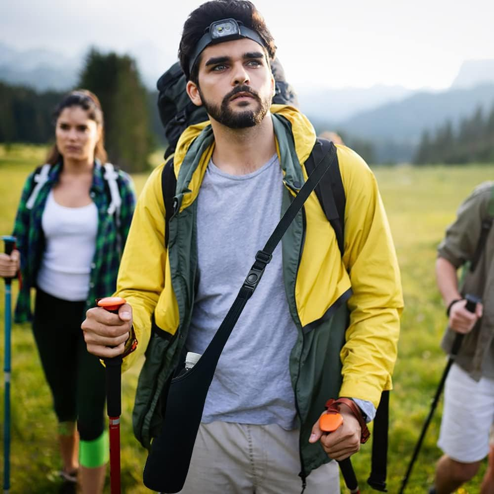 4 Pack Water Bottle Carrier,Danzix Neoprene Sleeve Water Bottles Cup Carrier with 4 Shoulder Strap,Fit for All 16Oz-20Oz Sport Water Bottle-Black image number 3