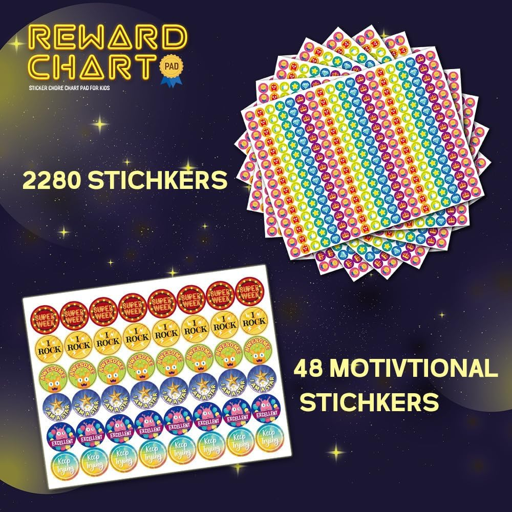 Behavior Reward Chart System, with 26 Chore Charts & 2280 Stickers - Motivate Responsibility & Good Habits image number 5