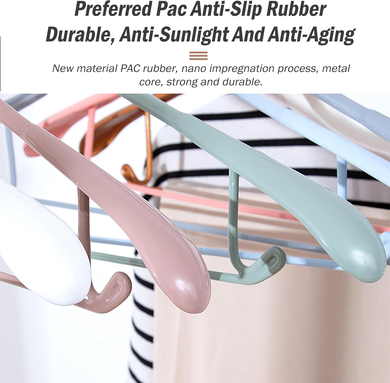 10 Pack Wide Shoulder Hangers, 17.7 Inch Heavy Duty Metal Suit Hangers with Non Slip Pvc-Coating for Closet, Sweaters, Dresses, Suits, Pants, Jackets (Blue) image number 3