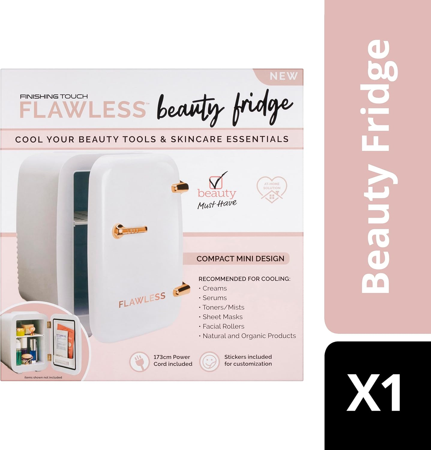 Finishing Touch Flawless Beauty Fridge - Mini Design - Preserves & Cools Your Beauty Products - 173Cm Power Cord & Stickers Included - Ideal for Cooling Creams, Facial Rollers & Organic Products image number 6