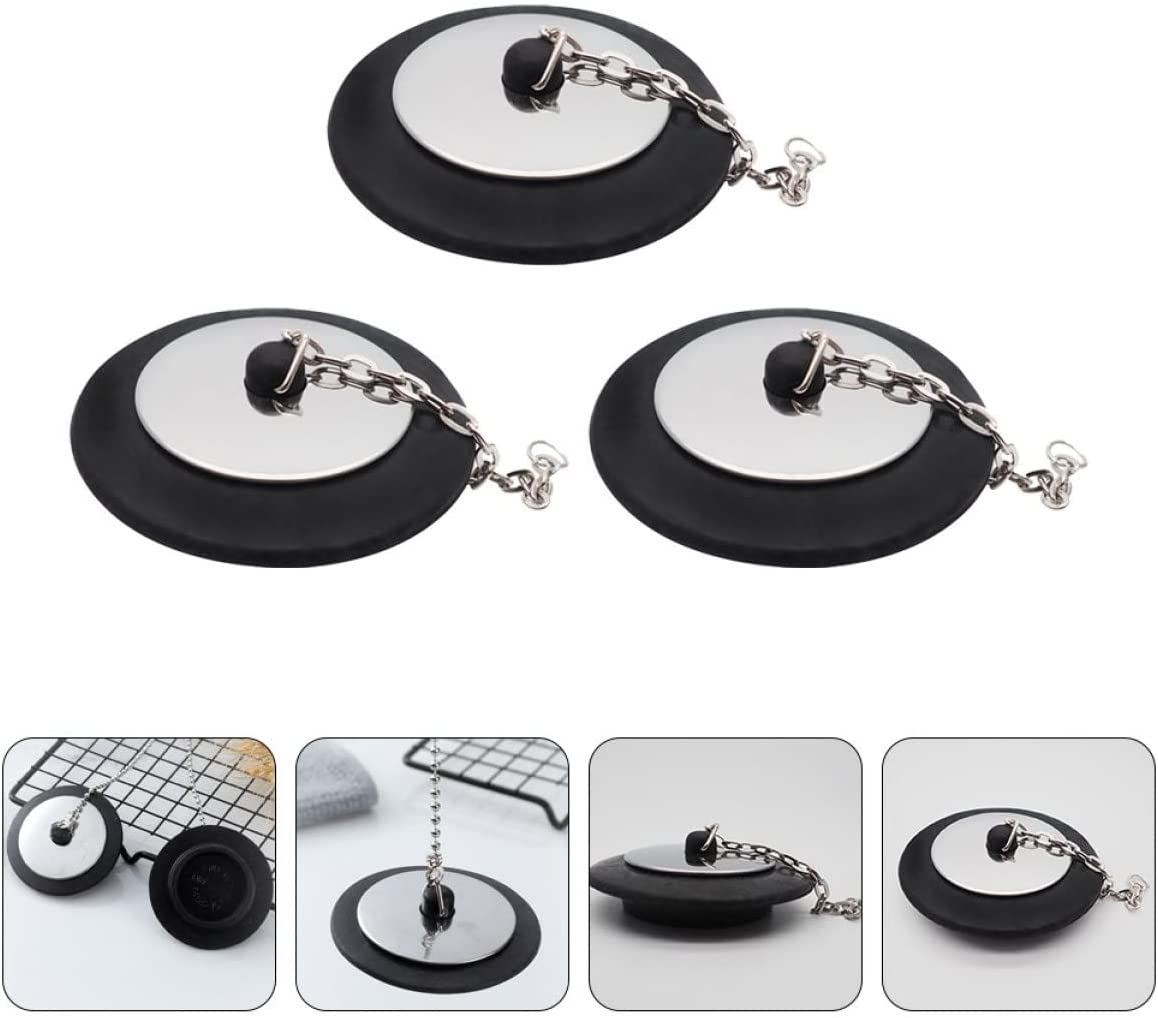DOITOOL 3Pcs Long Stopper Bar Catcher Stoppers Sealing with Tub Water Bathroom Hanging Laundry Kitchen Plugs Supplies Plug Bath Ring for Traps Chain Choke Bathtub Seal Rubber Sink Covers