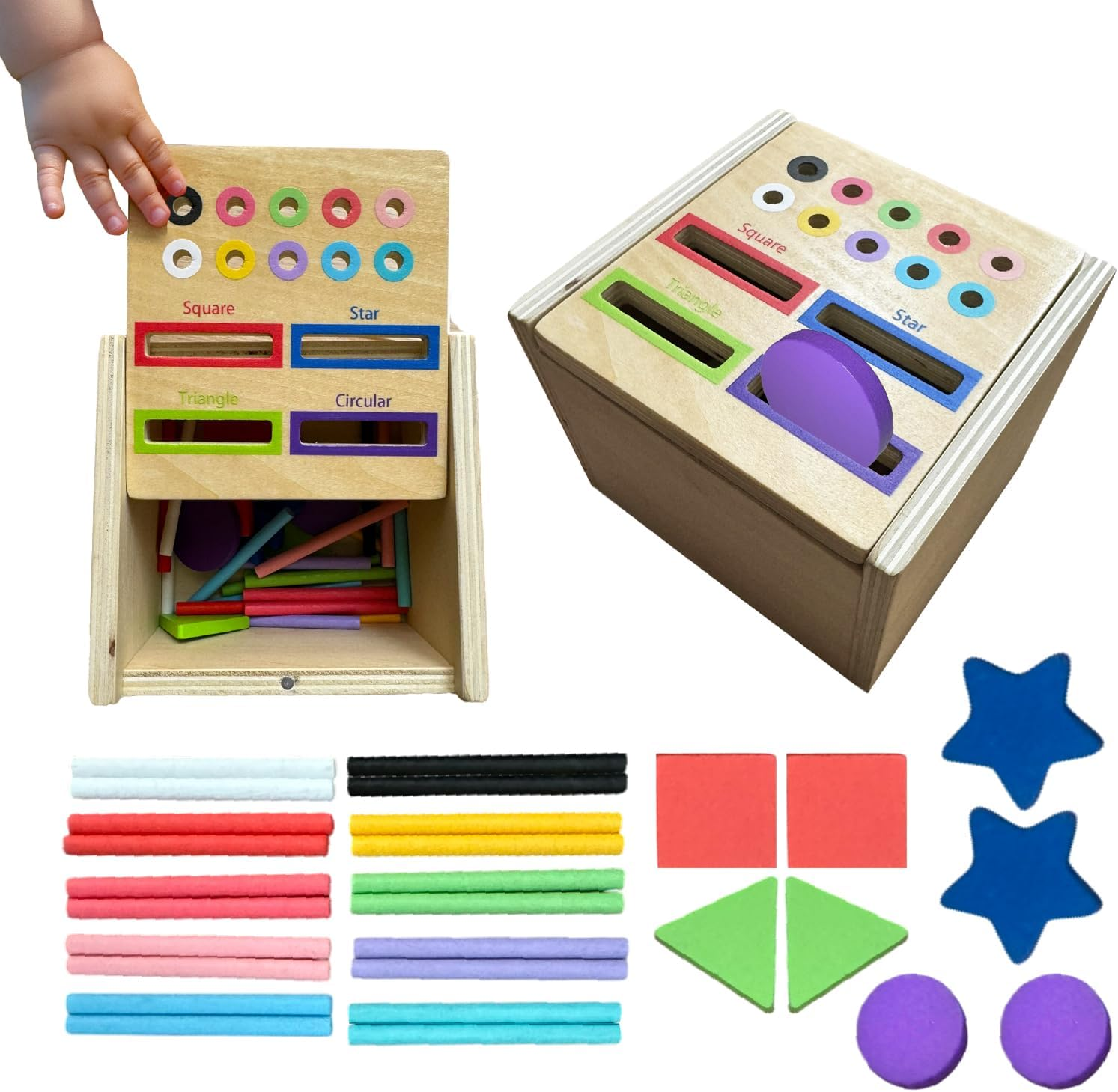 Montessori Wooden Sorting Box Toy - Color Sorting & Matching Sensory Learning Toy for Toddlers & Babies | Educational Fine Motor Skills Development | Safe & Durable Wood