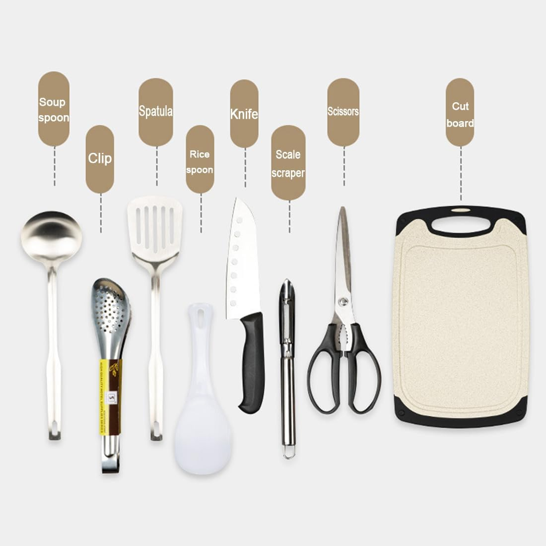 Portable Camping Kitchen Utensil Set,Camp Cookware Utensils Organizer Travel Kit,8 Piece Cookware Kit, Travel Grill Set image number 3