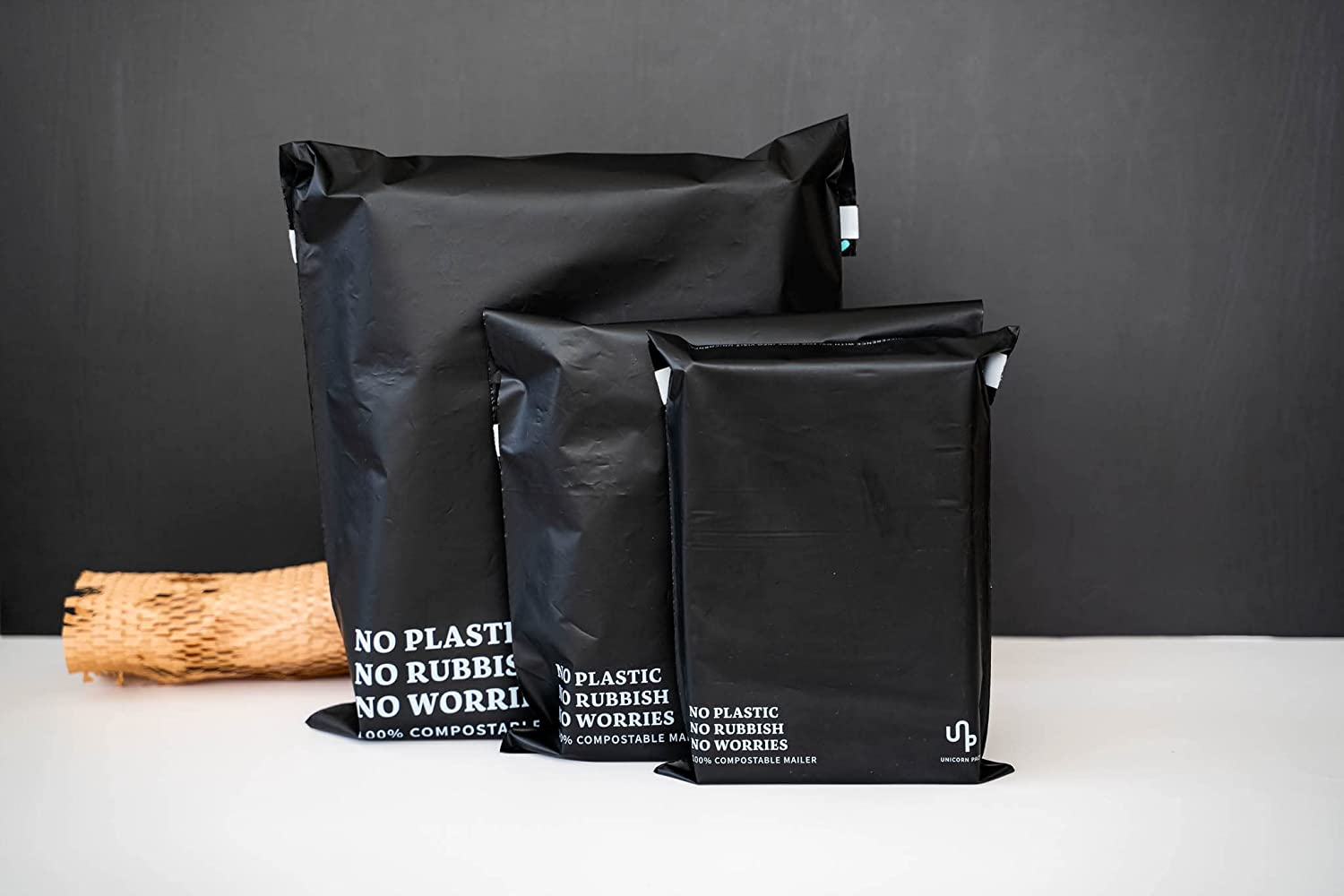100% Compostable Mailer Biodegradable Satchel Post Packaging Black XS,S,M,L 100PP (Large 39.5 * 45.5CM) image number 4