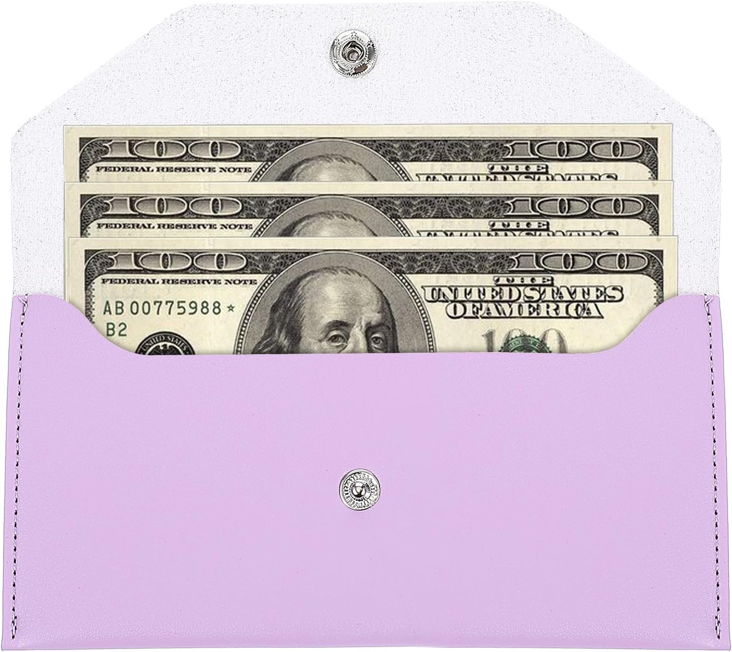 Teaaha Cash Wallet Genuine Leather Money Stuffing Wallets Organizer Reusable Budget Envelope Wallet Retro Clutch Wallets for Men Women Cash Check Billing, Minimalist Design