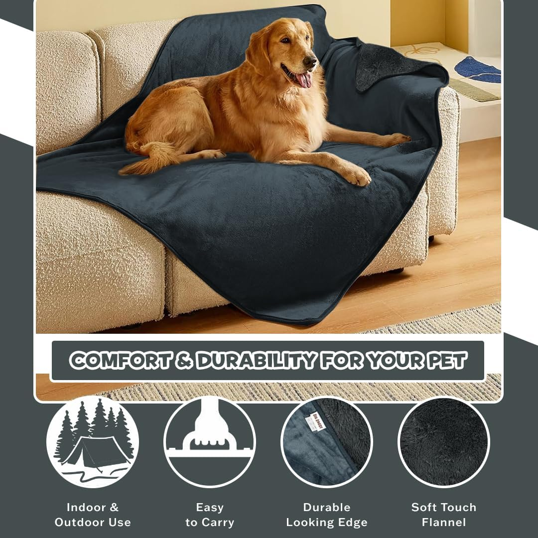 Anti-Anxiety Waterproof Pet Throw Blanket - Water Resistant, Splash-Proof Dog Blanket, Cozy Cat Blanket, Ideal Blanket for Small Dogs, Soft, Durable, Modern Style for Pets Grey, 76Cm X 102Cm image number 2