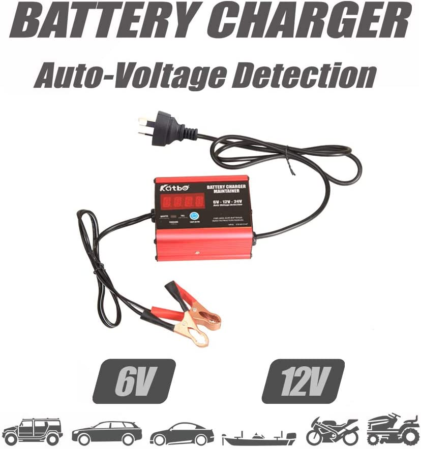 Katbo Battery Charger Maintainer 10A/7A 6V 12V 24V Automatic Voltage Detection Real-Time Battery Monitoring image number 3