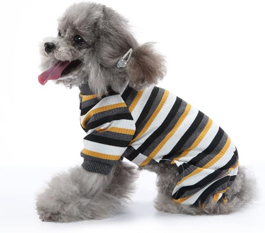 Dog Pajamas for Small Medium Dogs Classic Striped Lightweight Dog Coats Dog Coat Soft Stretchy Tracksuit Doggie Onesie Thermal Cute Outfit Pet Clothes for Dogs Catsdaily (Style 1, S) image number 3
