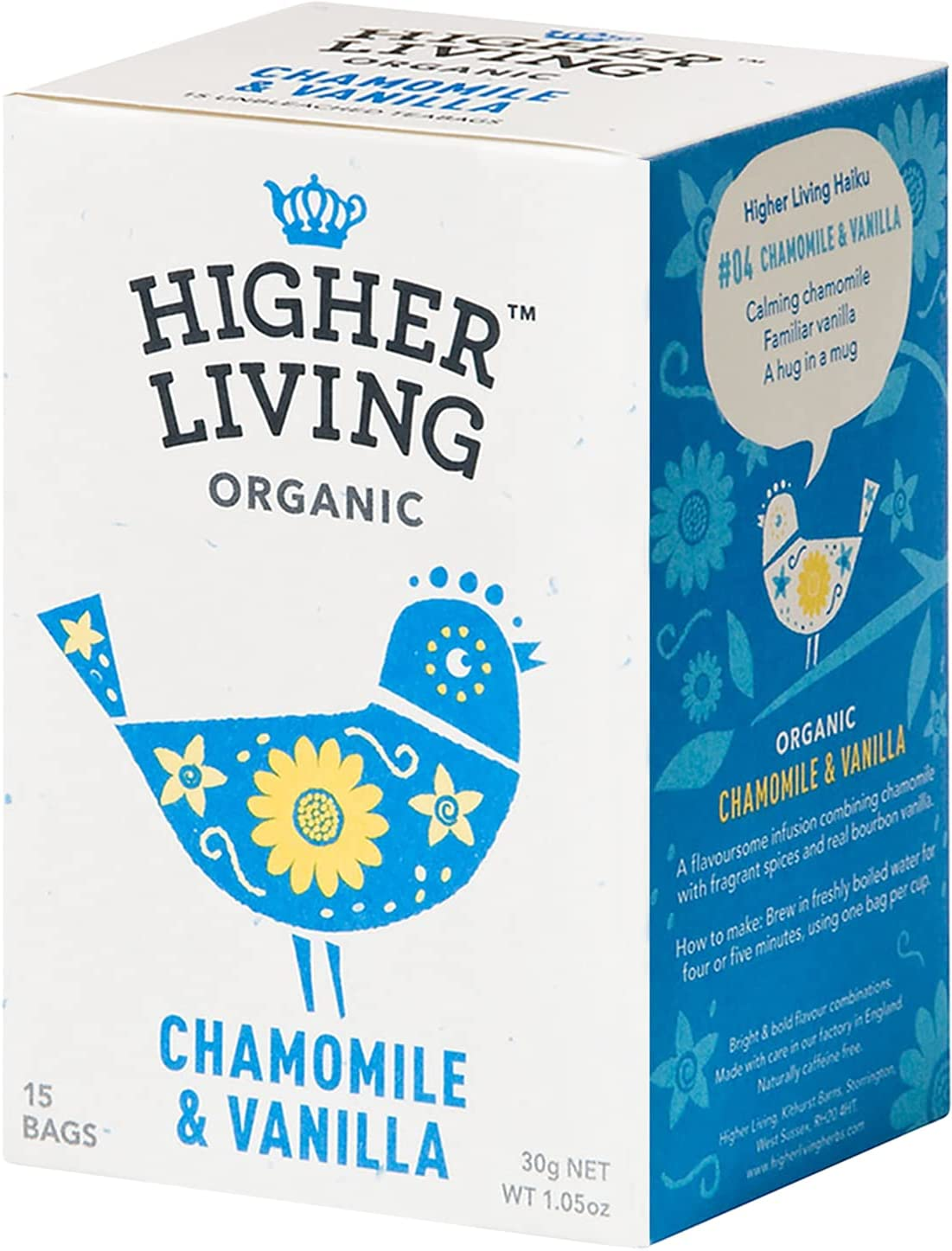 Higher Living Organic Chamomile and Vanilla Tea 15 Teabags image number 5