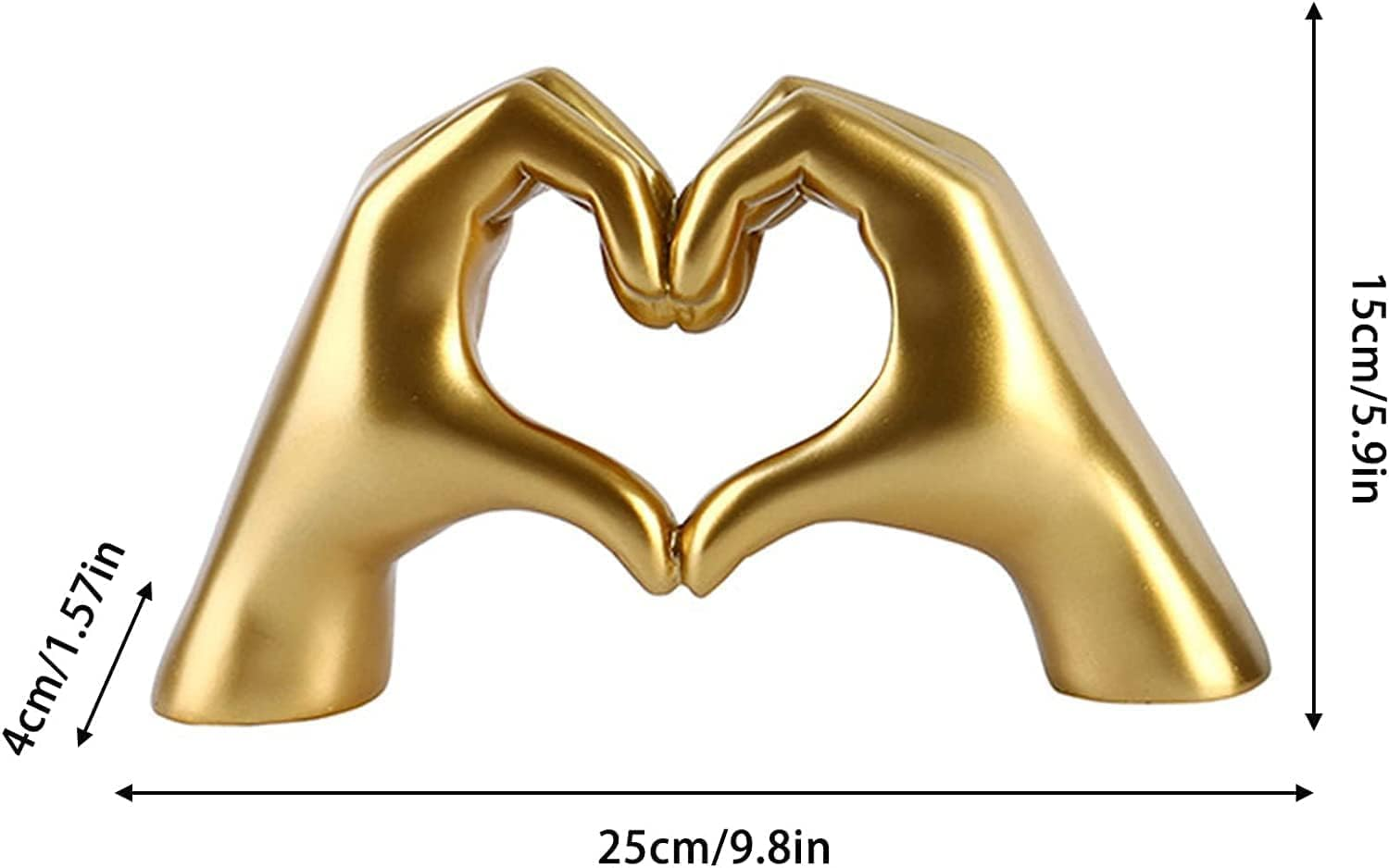 Heart Hands Gold Decor,Love Hand Statue - Heart Shape Finger Statues for Preppy, Modern & Aesthetic & Wedding Room Decor, Living Room, Bedroom, Desk, Shelf, or Table Decoration (Gold)