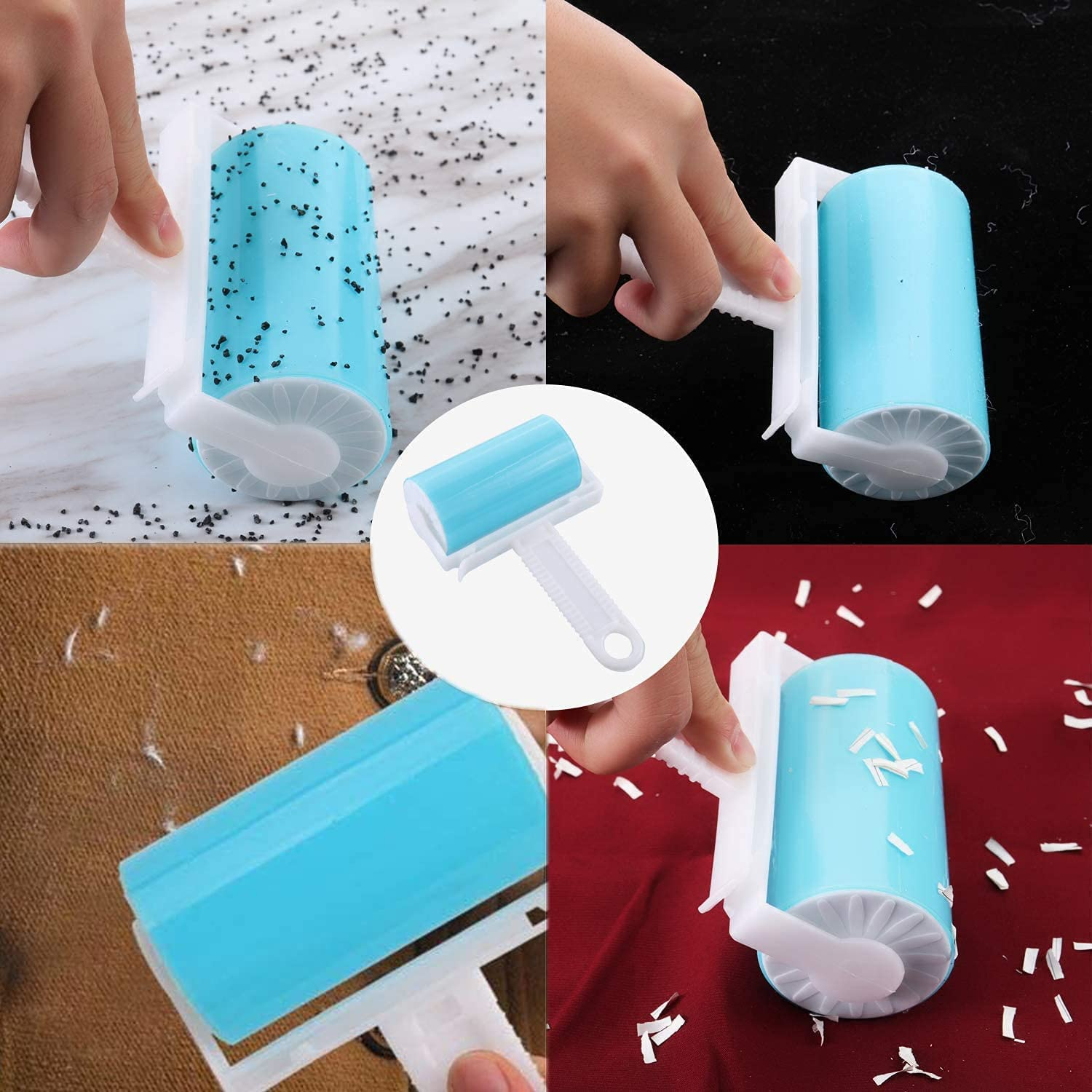 Travel Lint Roller 3 Pack, Washable Lint Roller Reusable Compact Pet Hair Remover Cleaner with Cover for Clothes, Pet Hairs, Include Large/Medium/Small Size image number 4