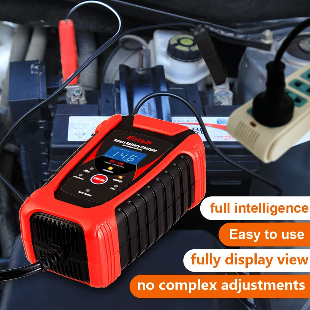 Katbo 6 Amp Smart Battery Charger Auto-Voltage Detection 6V 12V Automatic and Manual (Red) image number 4