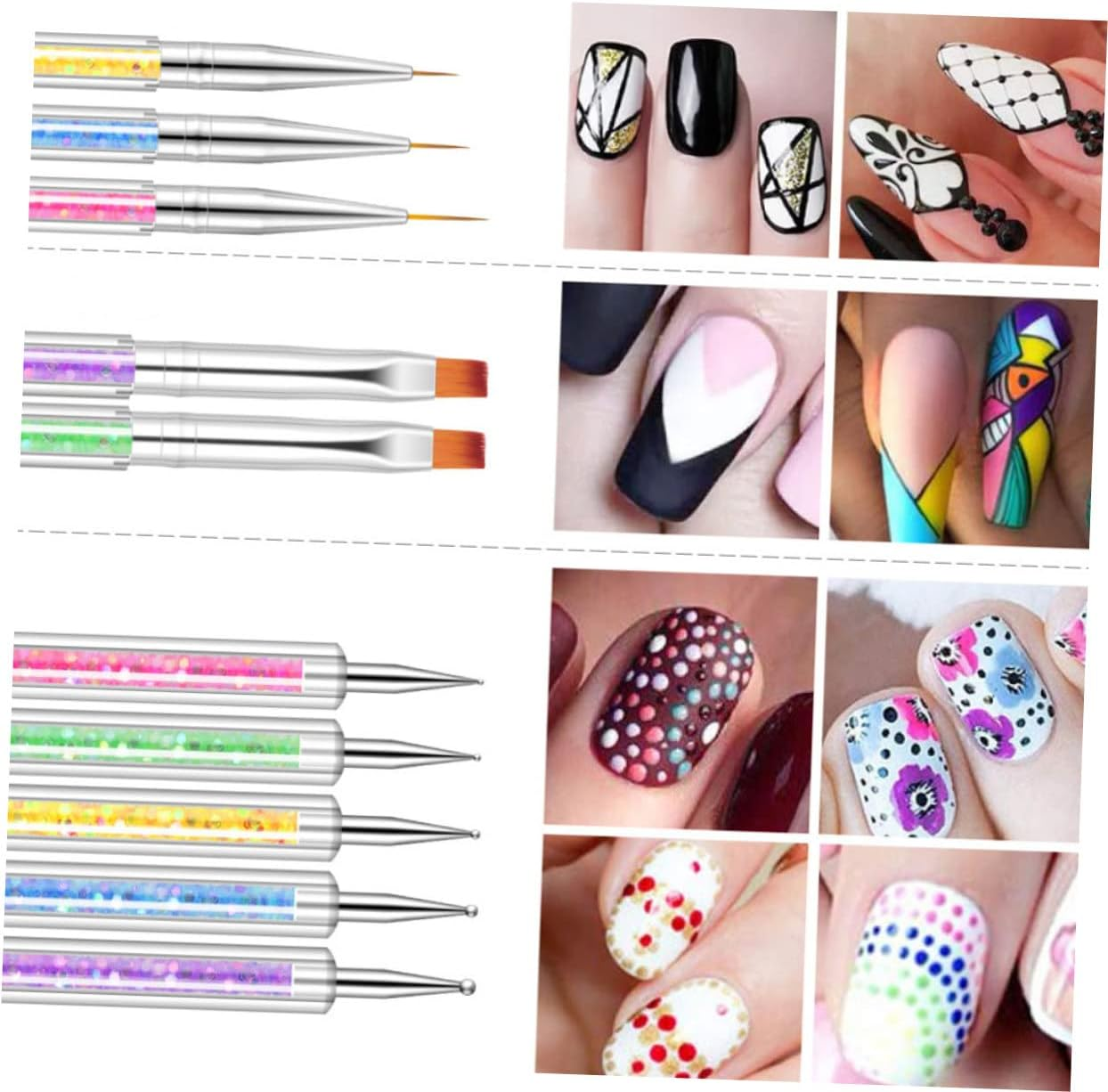 CANIGHT 1Set Dual- Nail Art Pens Wear-Resistant Nail Brushes for Creative Designs Double- Tools for Manicure image number 3