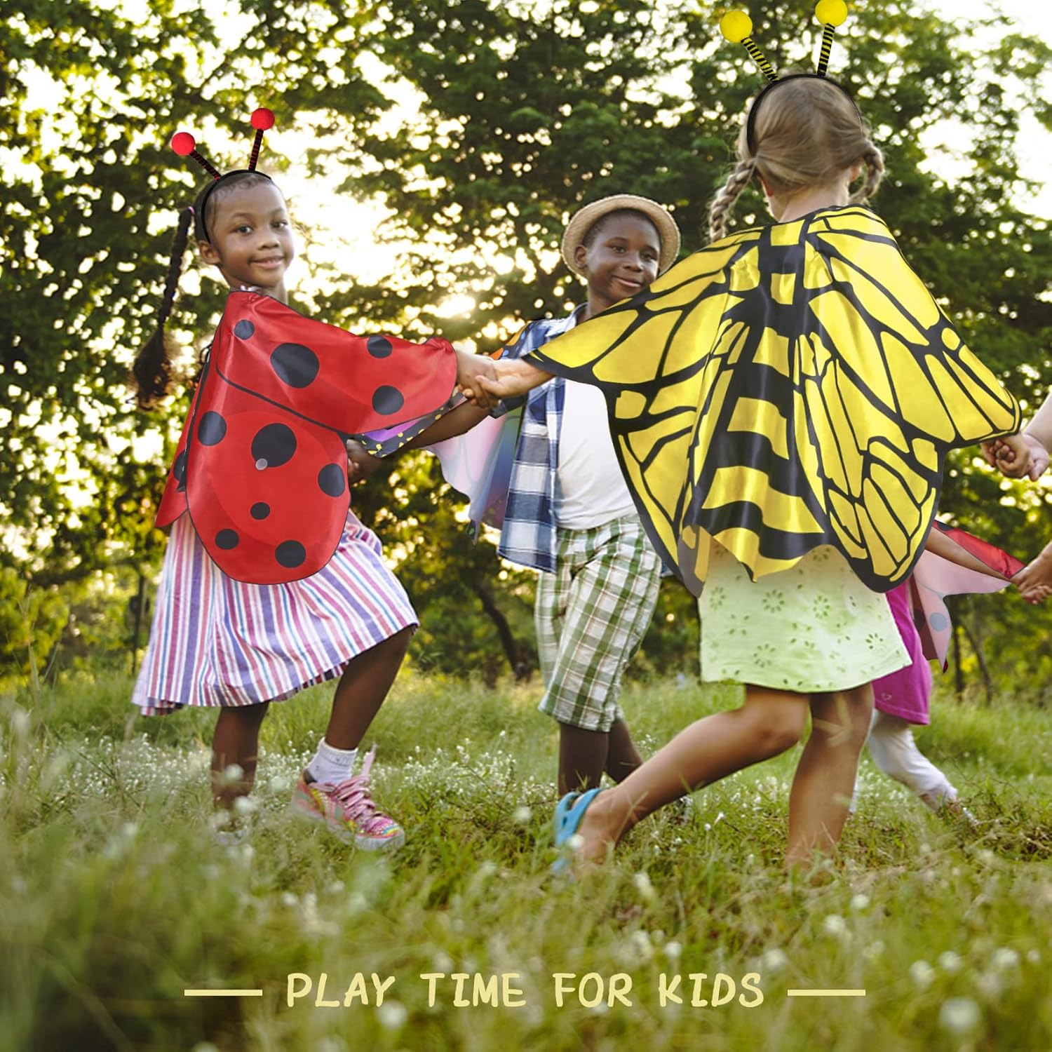 6 Pcs Kids Wings Costumes Set for Girls Boys Fairy Butterfly Bee Ladybug Antenna Headband Halloween Dress up Party Supplies image number 1