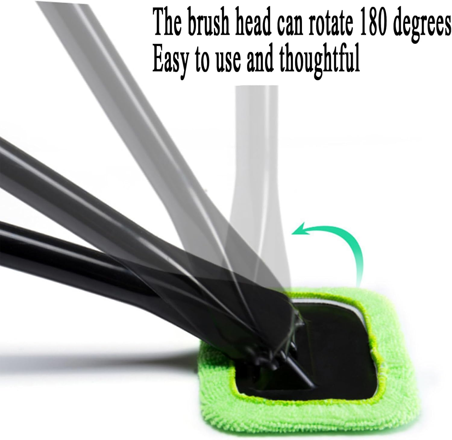 Microfiber Car Window Cleaning Tool, 4 Washable Reusable Cloth Pads,A 180 &deg; Twist Handle image number 3