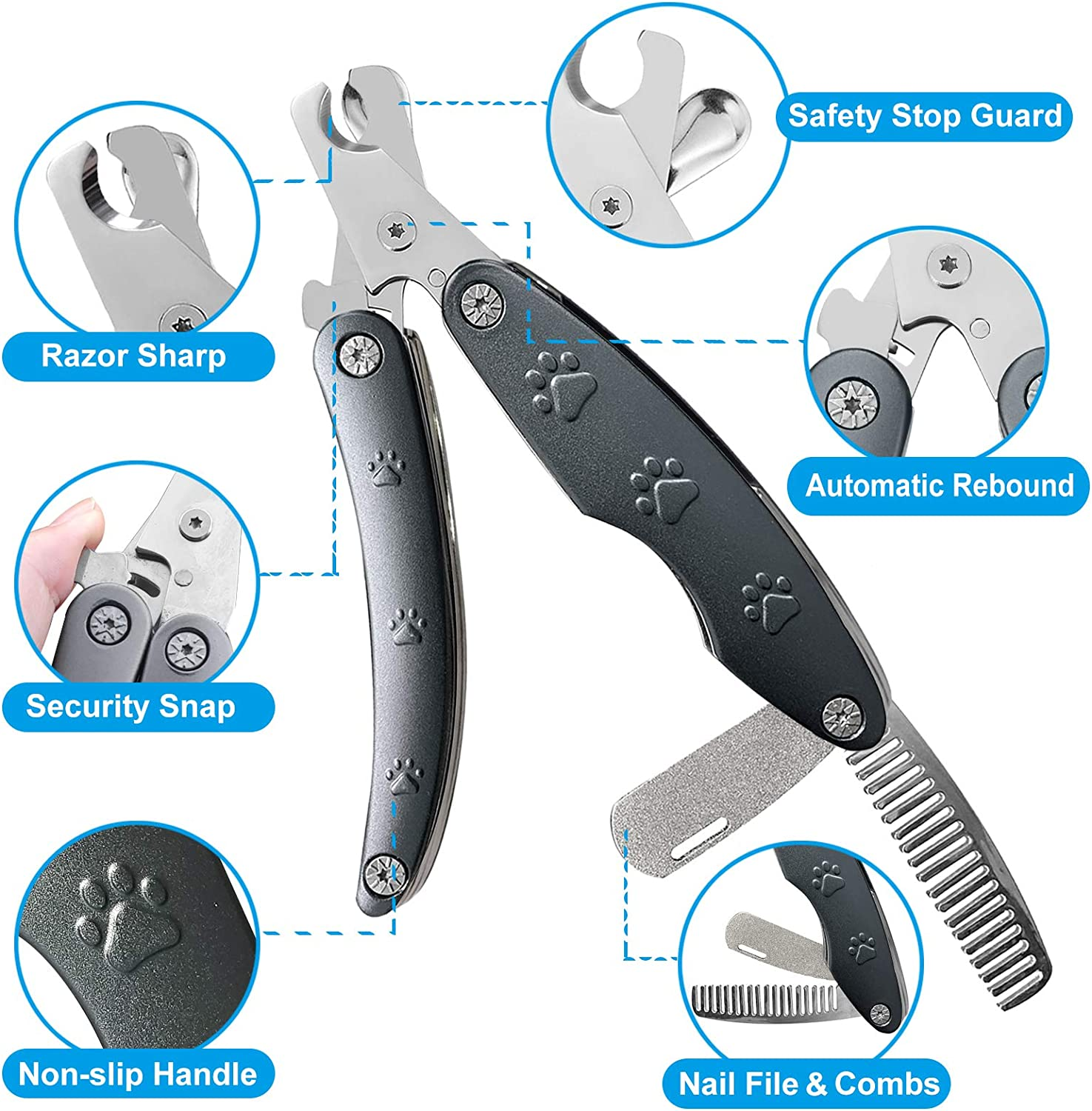 Dog Nail Clippers for Sensitive Dog, Sharpest Dog Nail Trimmer [Cut the Nails like Butter] Low Noise, Heavy Duty Dog Toenail Clippers for X Large Medium Small Size Breed < 300Lb with Thick Nail image number 3