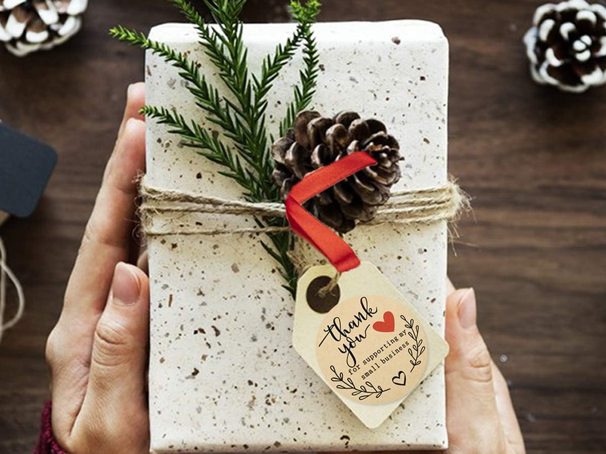 2" Thank You Stickers, Kraft Paper Thank You for Supporting My Small Business Sticker, Classy Retro Sticker for Bags, Boxes, Tissue, Ideal for Crafters & Online Sales, 500 Labels per Roll image number 2