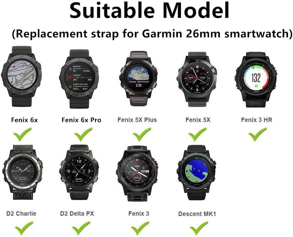 Replacement Strap Compatible with Garmin Fenix 7X Band, 26Mm Sport Bands for Fenix 6X, Easy Fit Strap for Fenix 5X, Soft Silicone Watch Bands for Fenix 7X Pro,Instinct 2X - Black image number 3