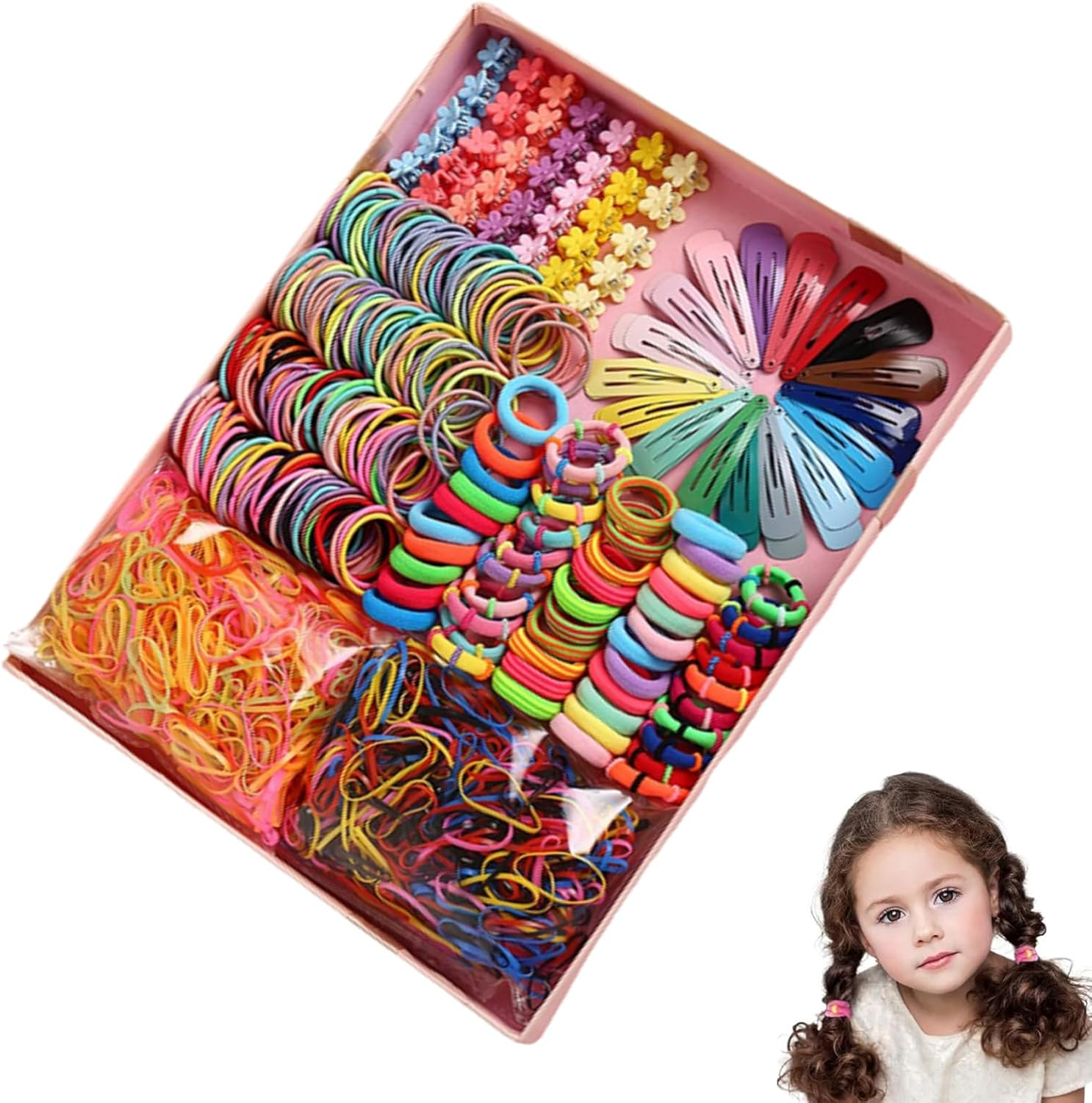Colorful Hair Accessories Set for Girls & Women - Scrunchies, Clips, & Bands - Cute & Soft Ponytail Holders - Elastic Hairbands Kit