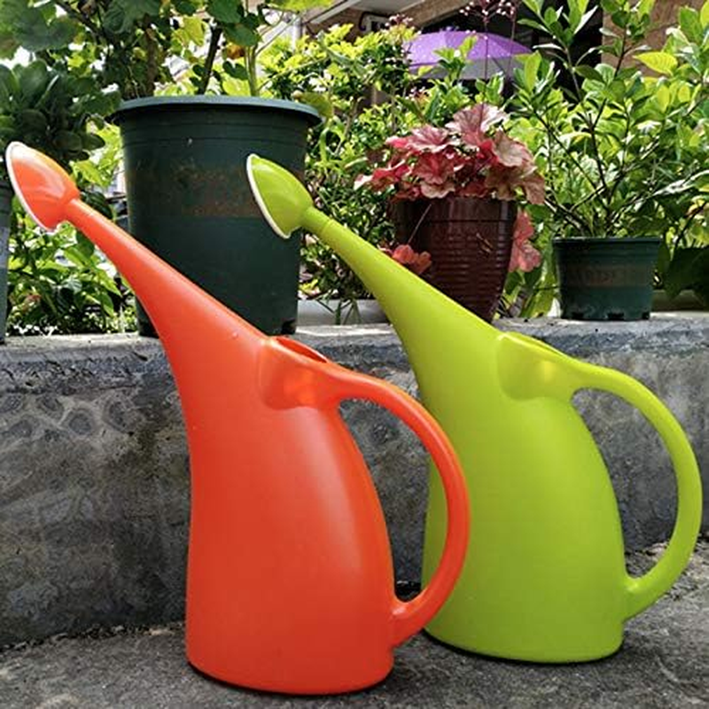 2L Plastic Watering Can Small Lightweight Cute for Indoor Garden Plants, Watering Can with Shower Head (Orange, One Size) image number 3