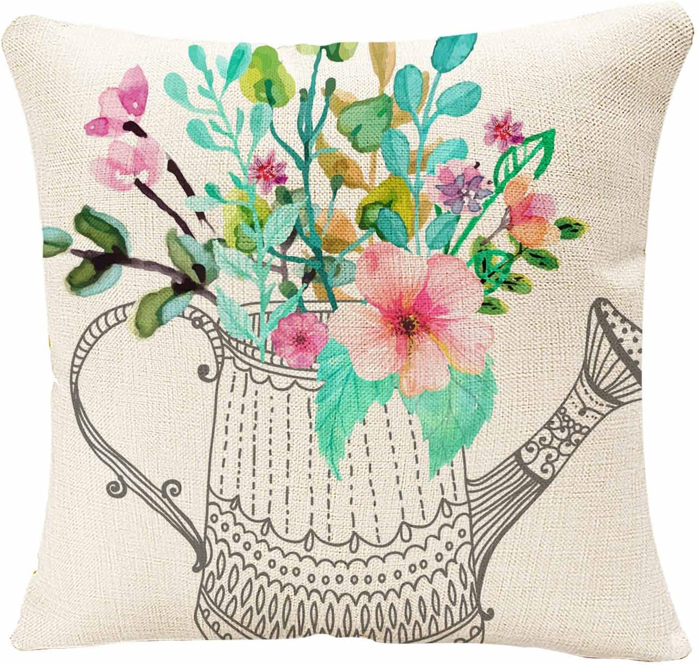 IBILIU Throw Pillow Covers Illustrations Flower Cushion Pillow Case Home Decor Pillowcase 18X18 Inches image number 4