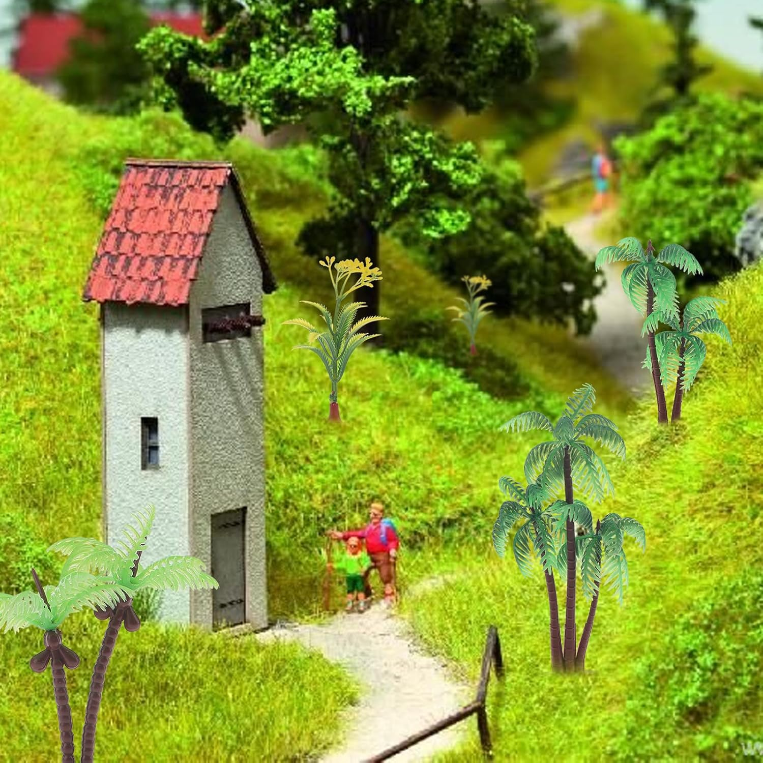 10Pcs Miniature Coconut Palm Tree Model Artificial Greenery Plant Decoration DIY Train Railway Building Diorama Sandbox Cake Topper Landscape - B image number 3