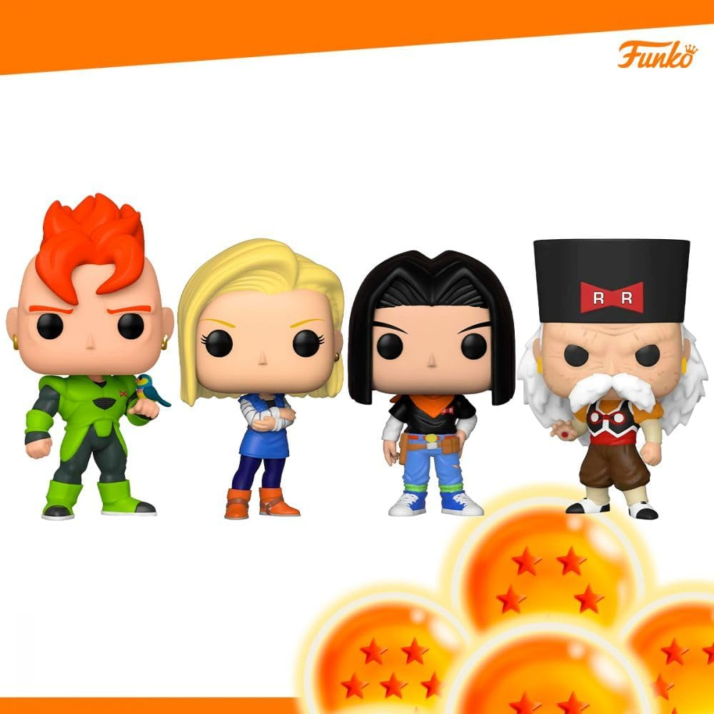 Funko Dragon Ball Z Android 16, Android 17, Android 18 & Dr Gero Pop Vinyl Figure 4 Pack, Multicolor (FUN61120) image number 3