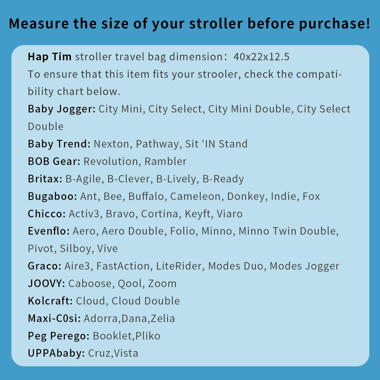 Hap Tim Stroller Travel Bag for Airplane, Protective Carry Handles and Detachable Padded Shoulder Strap, Large Storage Bag for Baby Travel Essentials, Dark Grey (STB-2281) image number 3