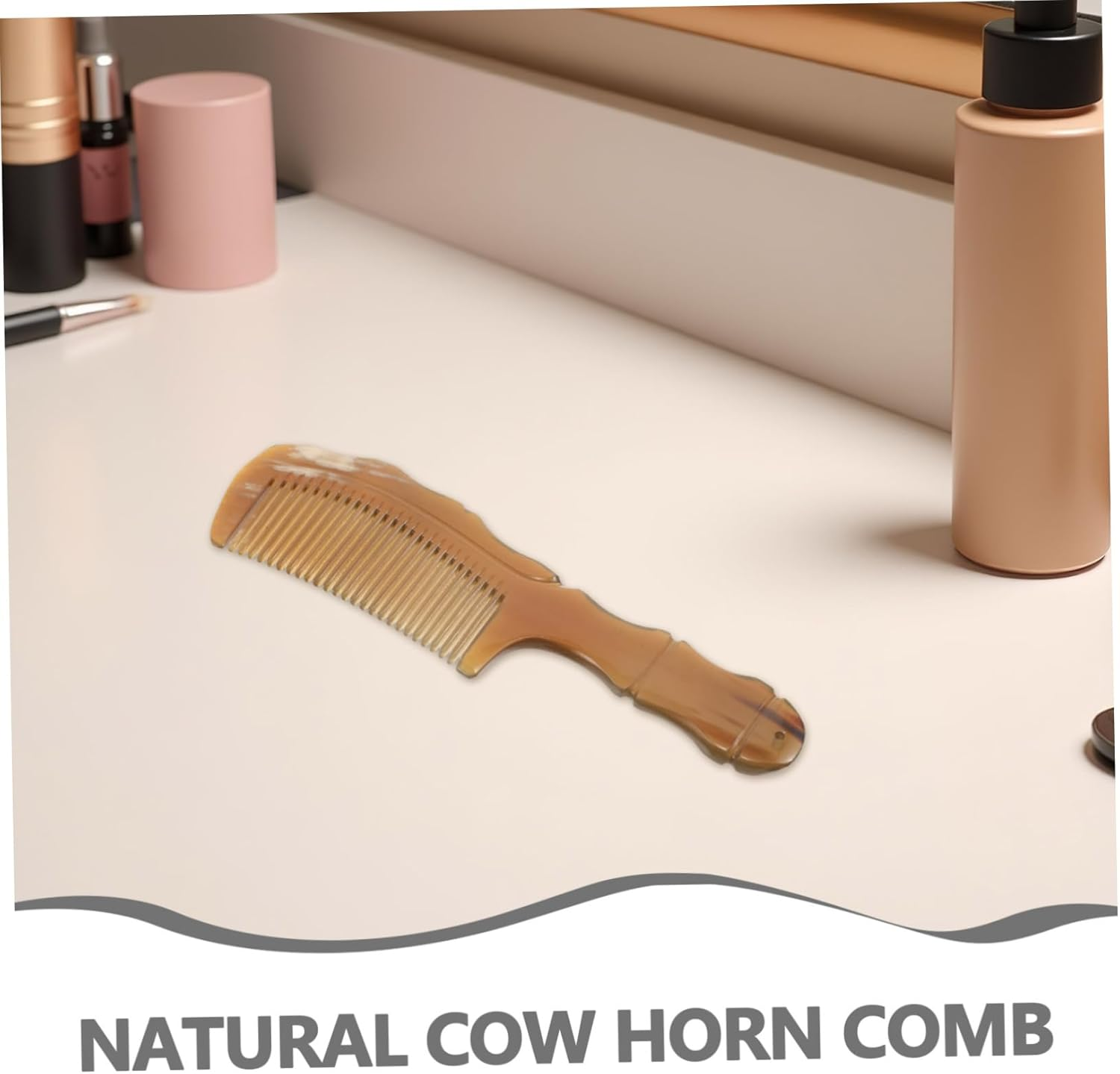 Hand Carved Horn Hair Comb Viking Comb for Men'S Beard and Portable and Sturdy Hair Care Supply for Dad Grandpa image number 4