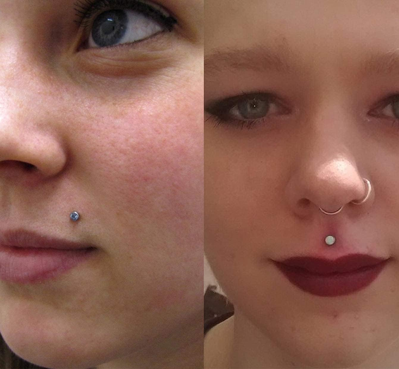 MODRSA Tragus and Helix Piercing Jewelry Flat Back Earrings for Women Forward Helix Cartilage Earring Medusa Lip Rings 16G image number 4