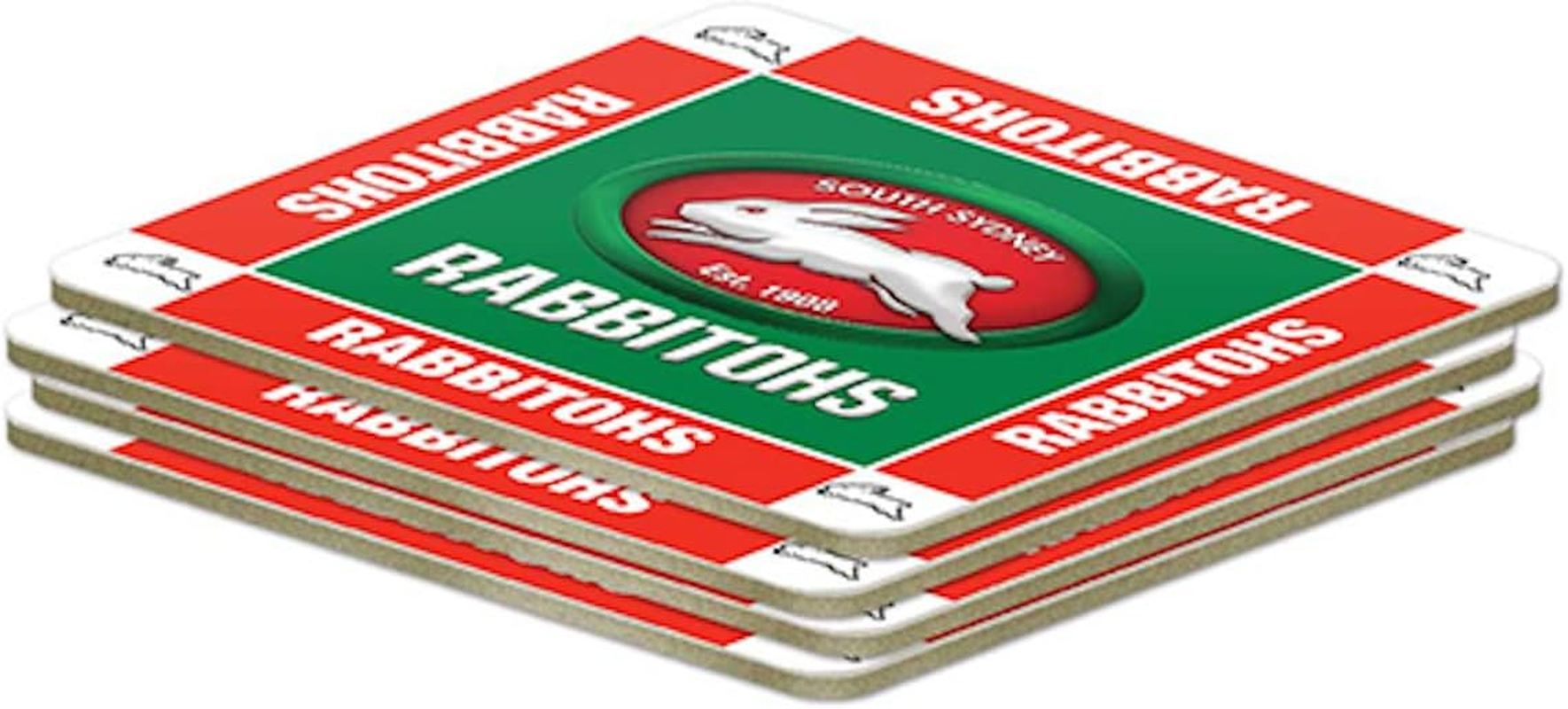 NRL South Sydney Rabbitohs Quality Coasters Set of 4