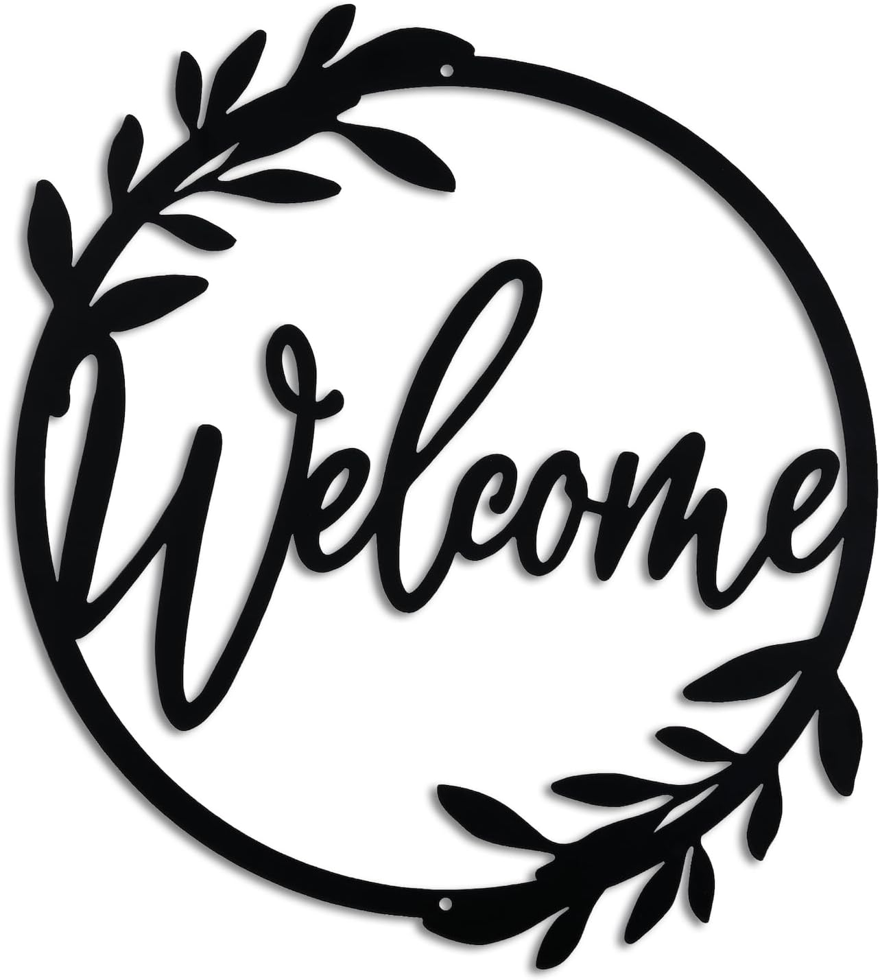Metal Welcome Sign for Front Door - Large 13.5 Inch Black Wall Decor - Indoor Outdoor Home Decor Perfect for Front Porch, Living Room, and Kitchen (Wreath Style) image number 2