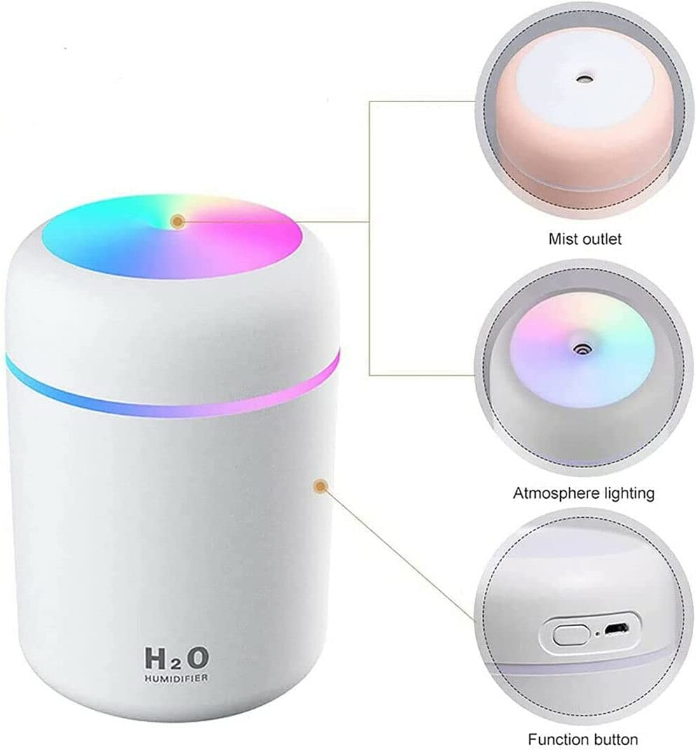 USB Car Air Purifier Diffuser Aroma Oil Humidifier Mist Led Night Light Home (300Ml Grey) image number 4