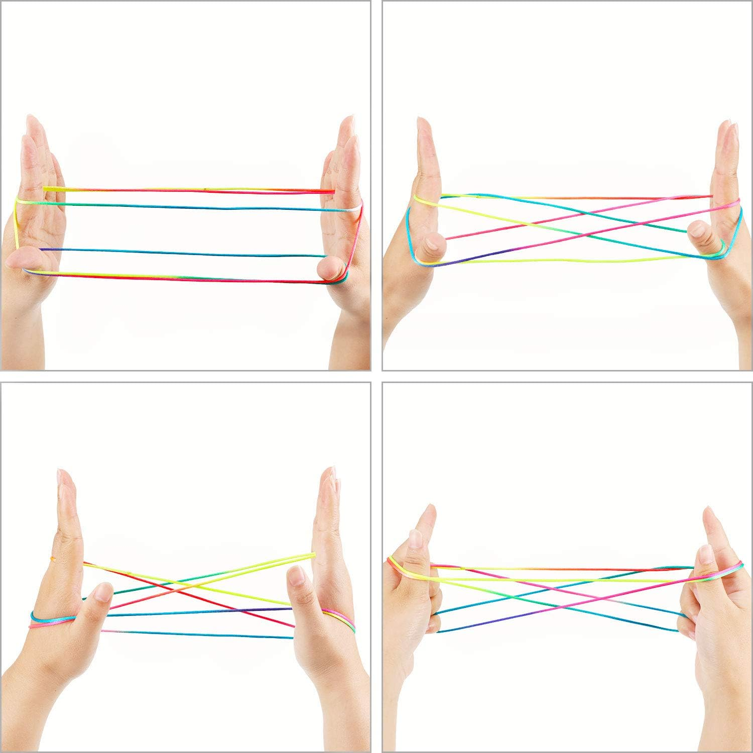 Meekoo 6 Pieces Cats Cradle String Hand Game Finger Toy Supplies, 165 Cm Length, Rainbow Color