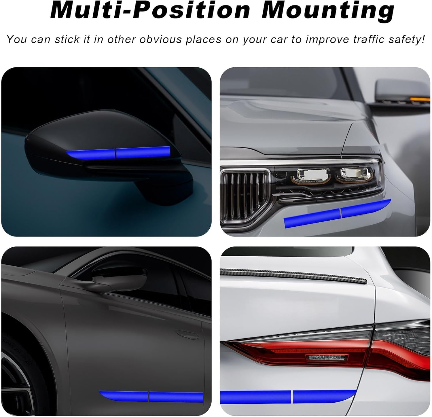 Car Trunk Reflective Sticker, Night Visibility Auto Rear Bumper Reflective Strips, Waterproof Adhesive Stickers for Safe Driving, Vehicle Exterior Decor Accessories (Blue) - Blue image number 6