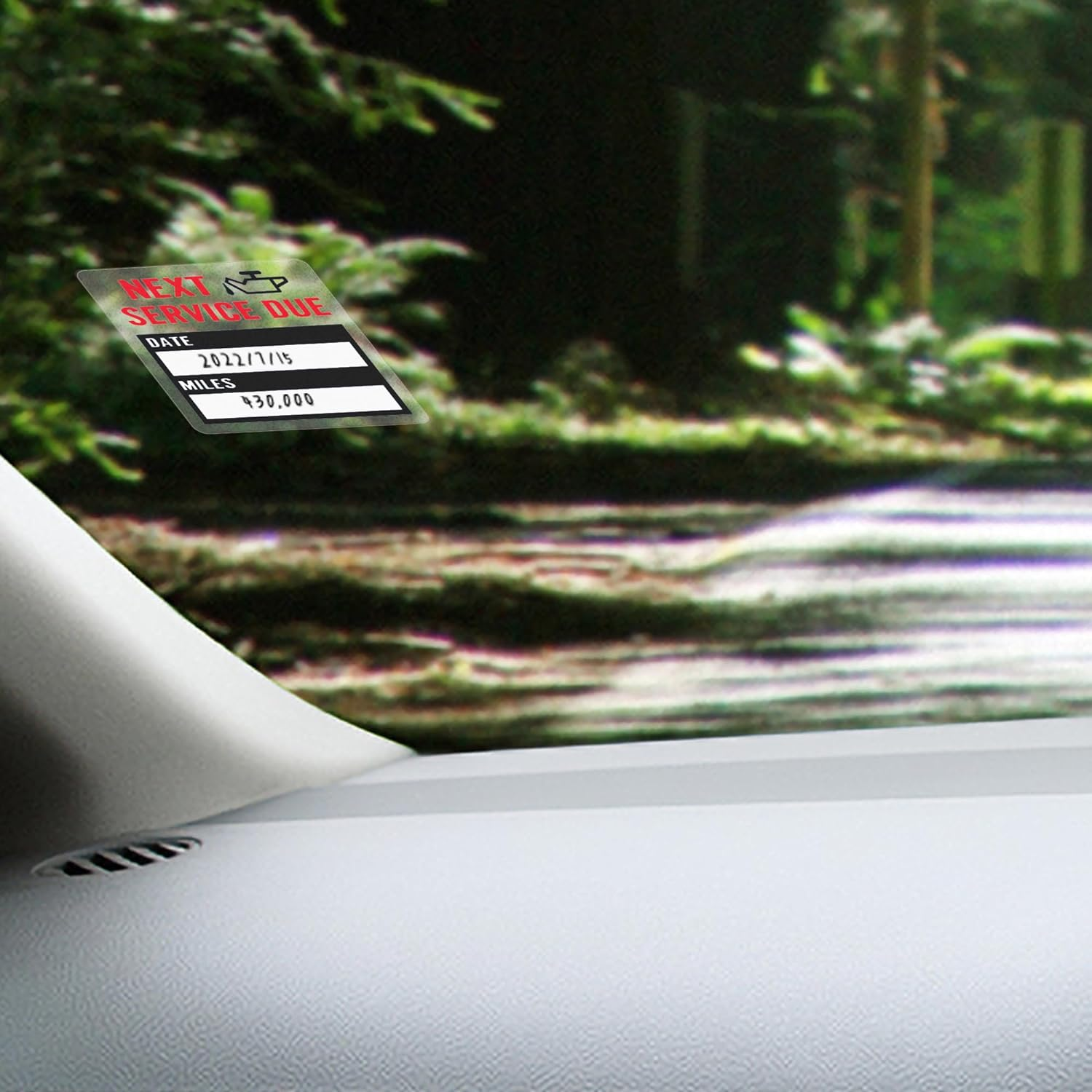 Hybsk 200Pcs Service Stickers Transparent Car Oil Change/Service Reminder Stickers 2X2 Inch Waterproof Clear PET Oil Change Stickers (Black) - Black image number 2