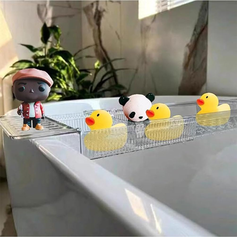 Bathtub Tray Retractable Bathtub Rack Trays Multifunction Storagetub Shelf Bath Tub Tray Table Bath Tub Organizer Acrylic Companion Bathroom for Home Bathtubed, Relaxing Spa image number 6