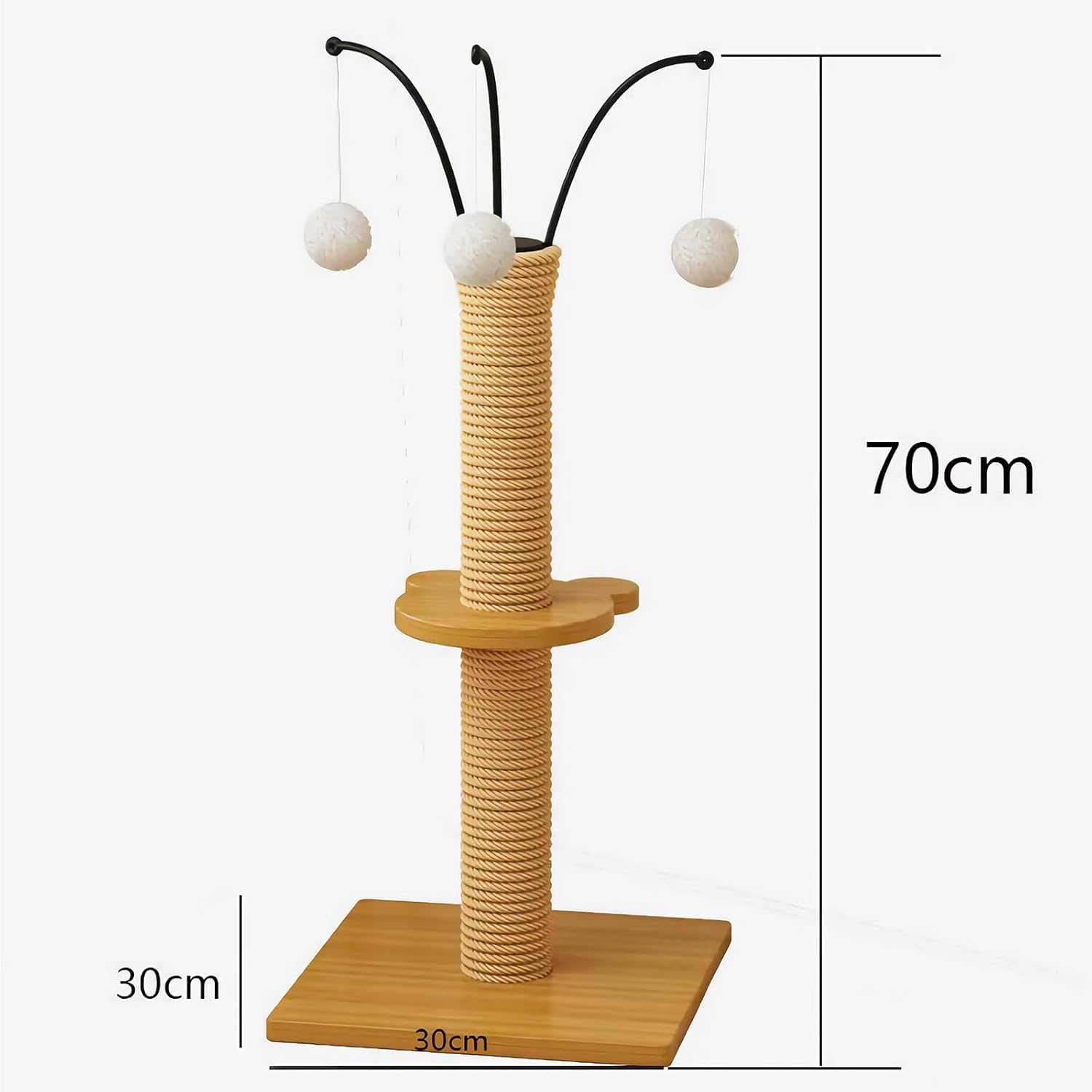 Cat Scratching Post 70 CM with Dangling Ball and Cat Teaser, Cat Scratcher Kitten Toys for Indoor, Scratch Post Interactive Toy