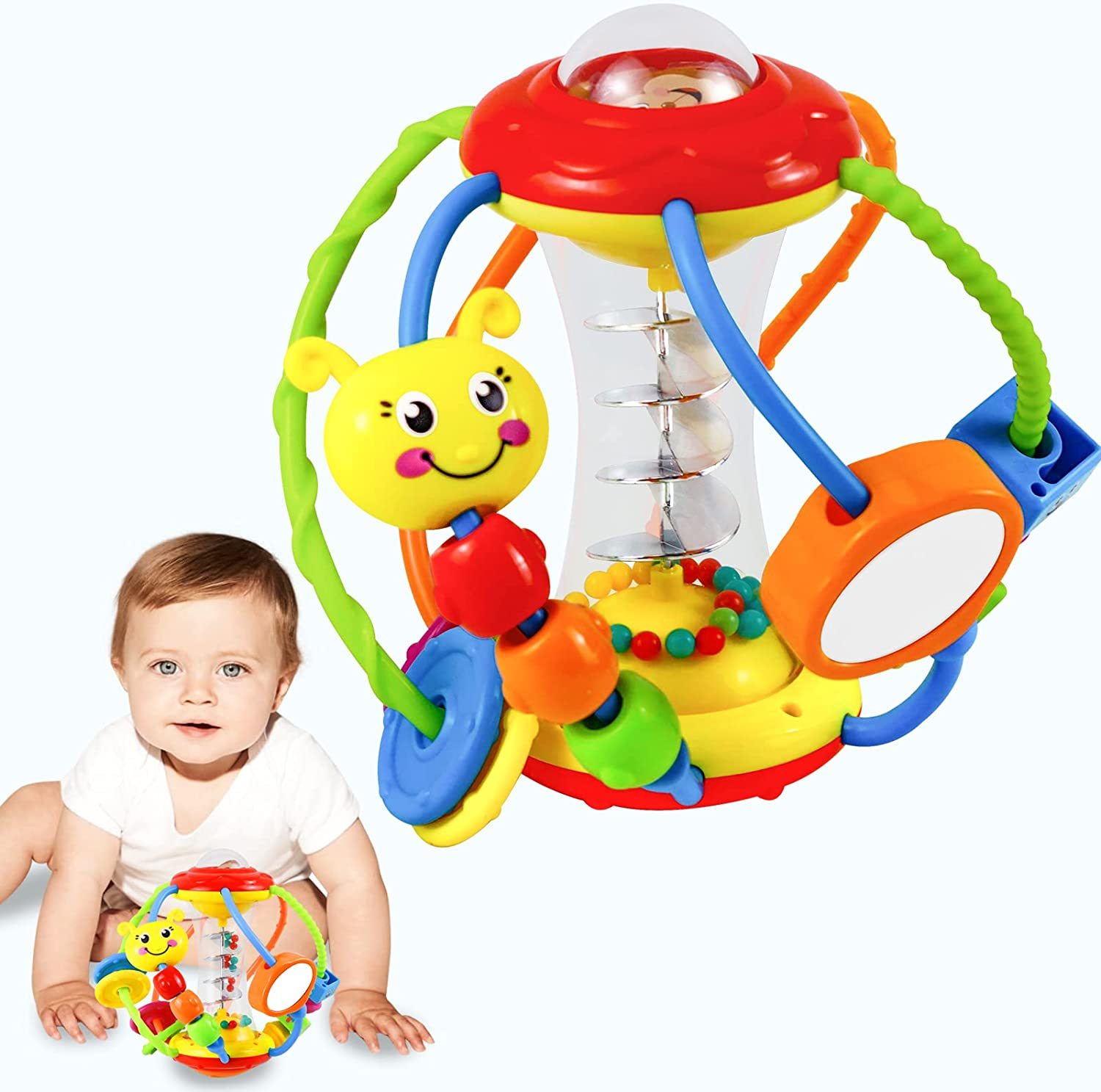 Baby Toys 0-6 Months Rattle Activity Ball, Sensory Baby Toy 6 to 12 Months 3-6 Months, Shaker Grab Spin Crawling Infant Toys, Education Learning Newborn Baby Gifts 0 3 4 6 9 Months Boys Girls image number 2
