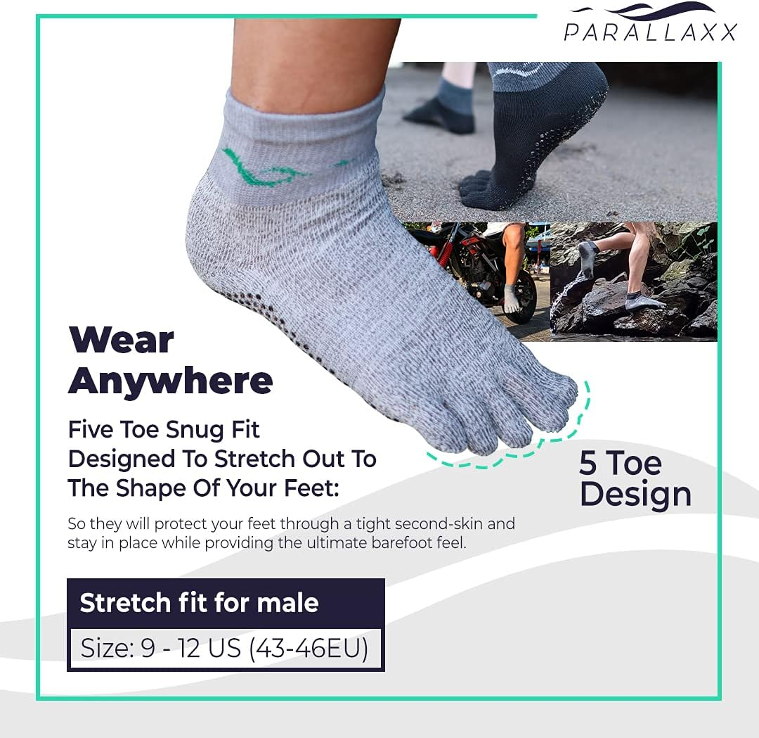 Parallaxx Barefoot Action Socks - Cut Resistant Socks for Foot Protection, Toe Socks for Men and Women - Ideal for Kiteboarding, Surfing, Running, and Outdoor Activities image number 3