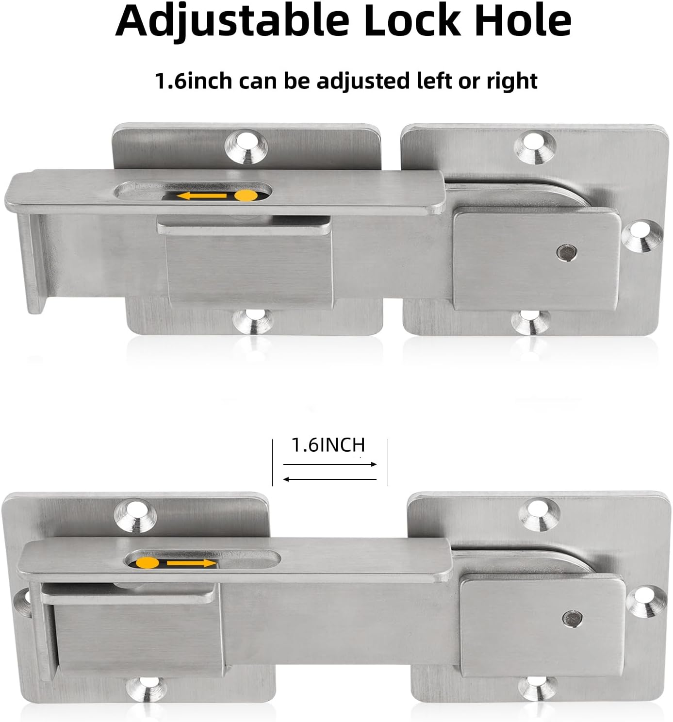 Flip Gate Latch with Padlock Hole,Stainless Steel Gate Latch for Fence, Heavy Duty Double Gate Latch for Wooden Fence,Swing and Sliding Open Gate,Barn Door, Shed, Vinyl Fence, Yard - Silver (2 Pcs) image number 4